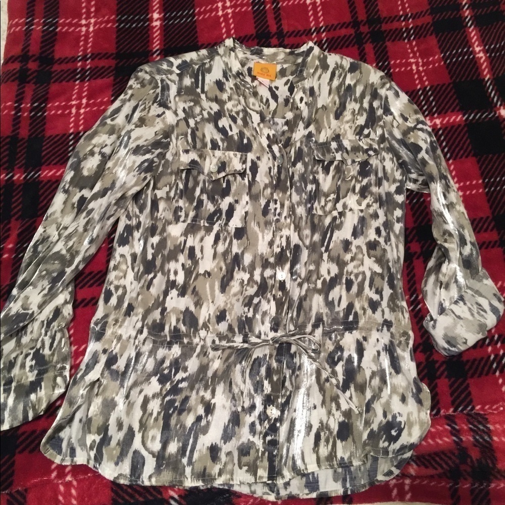 Ruby Rd size 8‎ blouse animal print flowy camouflage camo y2k casual comfy fall